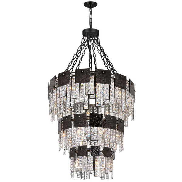 24 Light Down Chandelier with Polished Nickel Finish - 1099P32-24-613