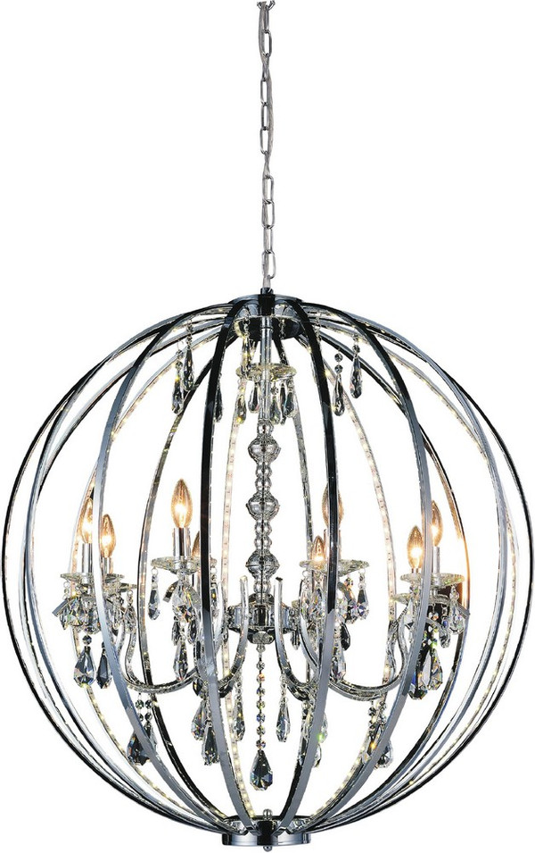 8 Light Up Chandelier with Chrome finish - 5025P34C-8