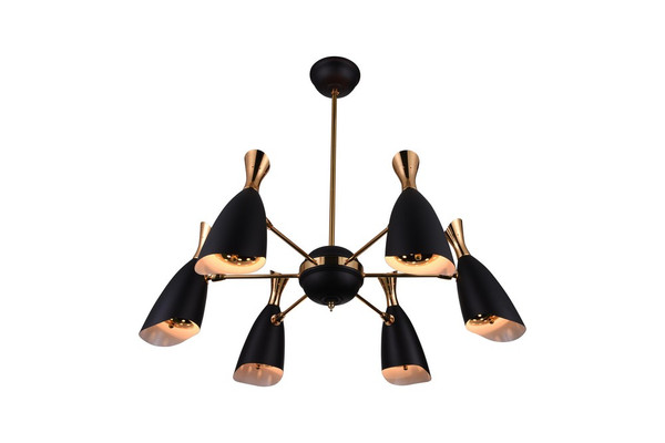 12 Light Down Chandelier with Matte Black & Satin Gold finish - 1016P43-6-129