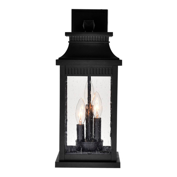 Milford 3 Light Outdoor Black Wall Lantern - 0418W7L-3