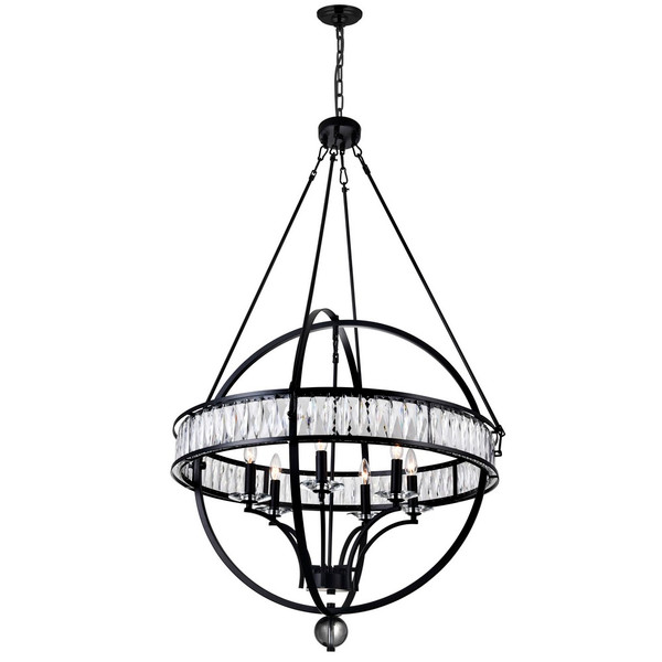 6 Light Chandelier with Black finish - 9957P30-6-101