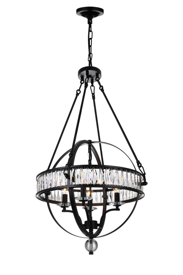 4 Light Chandelier with Black finish - 9957P20-4-101