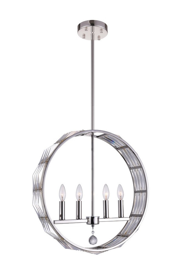 4 Light Down Chandelier with Polished Nickel finish - 5700P23-4-613