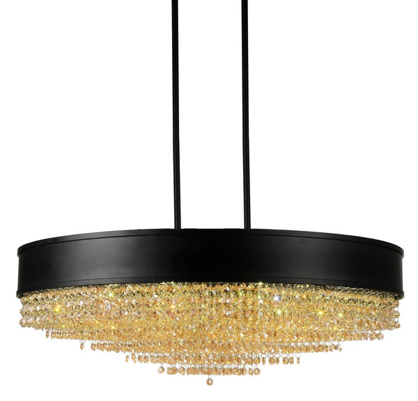 15 Light Drum Shade Chandelier with Black finish - 5687P30-22-101