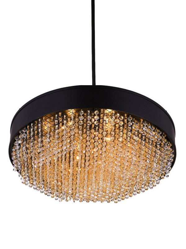 10 Light Drum Shade Chandelier with Black finish - 5687P24-16-101