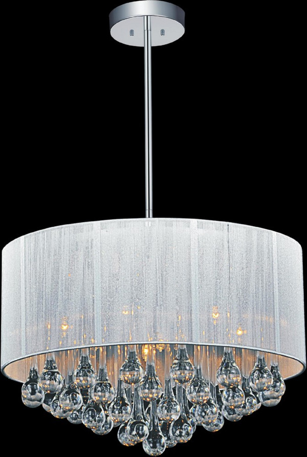 6 Light Drum Shade Chandelier with Chrome finish - 5006P18C-R(W)