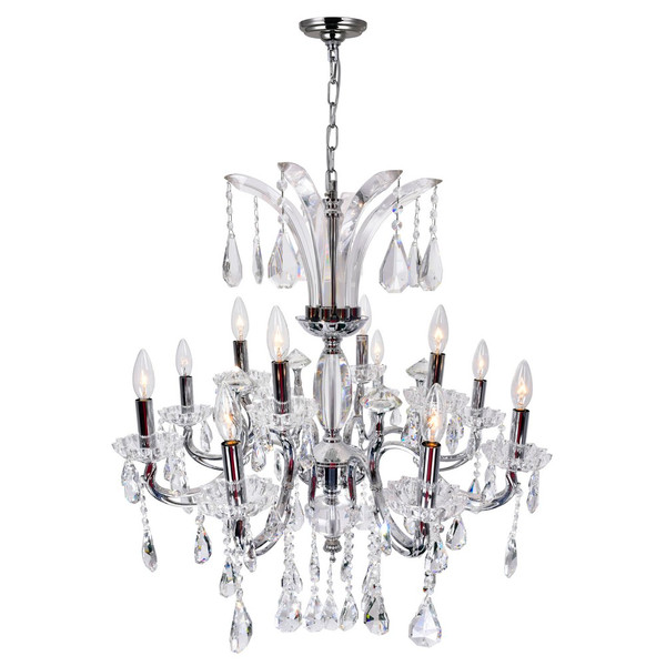 12 Light Up Chandelier with Chrome finish - 2024P28C-12