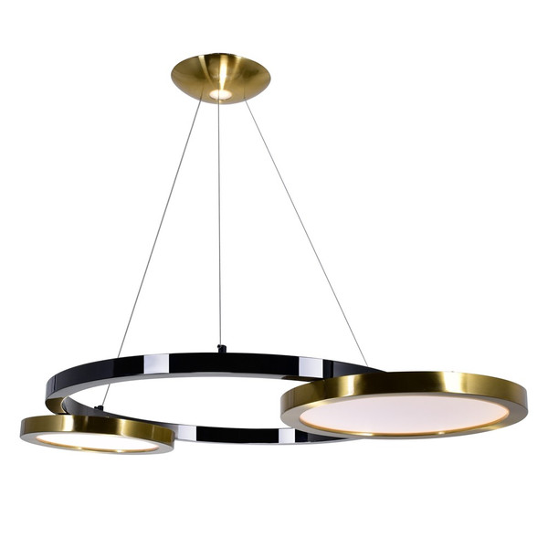 LED Chandelier with Brass & Pearl Black Finish - 1215P37-2-625