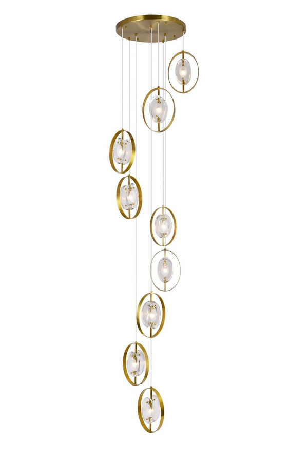 9 Light Pendant with Brass Finish - 1224P24-9-625