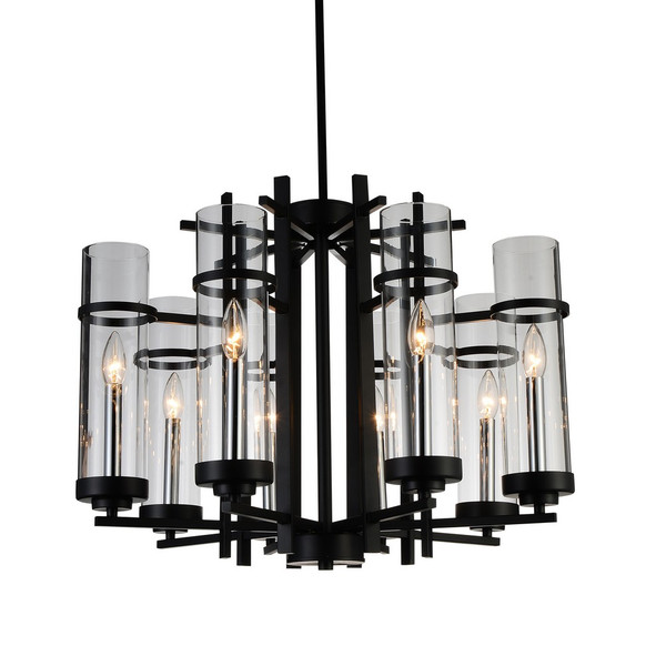 8 Light Up Chandelier with Black finish - 9827P26-8-101