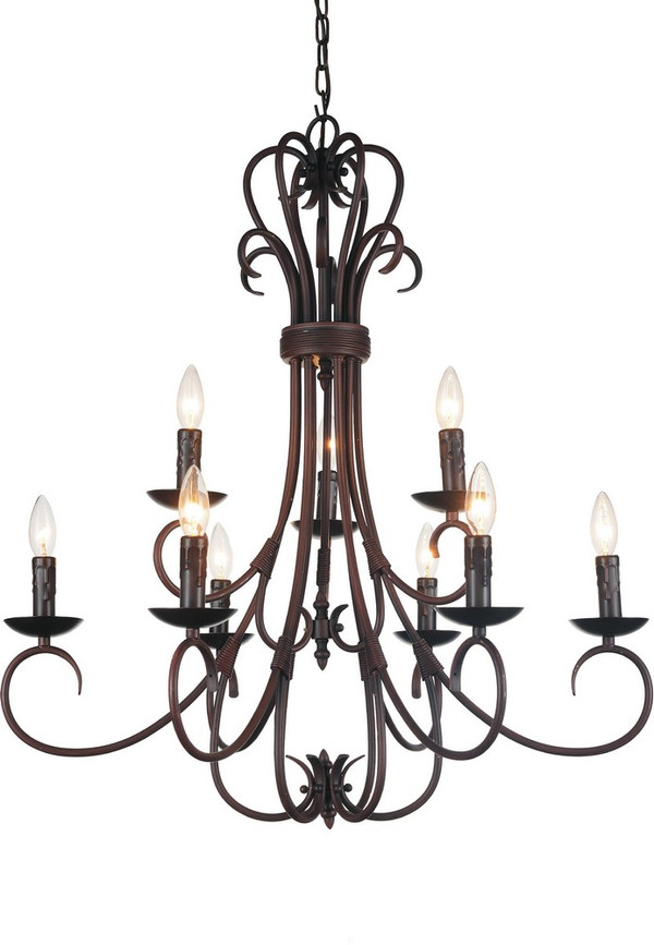 9 Light Up Chandelier with Oil Rubbed Brown finish - 9817P29-9-121