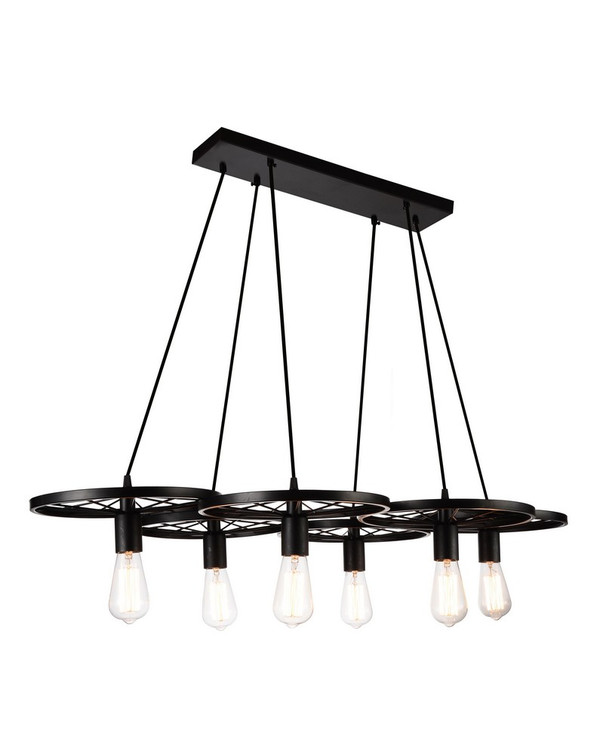 6 Light Down Chandelier with Black finish - 9699P41-6-101
