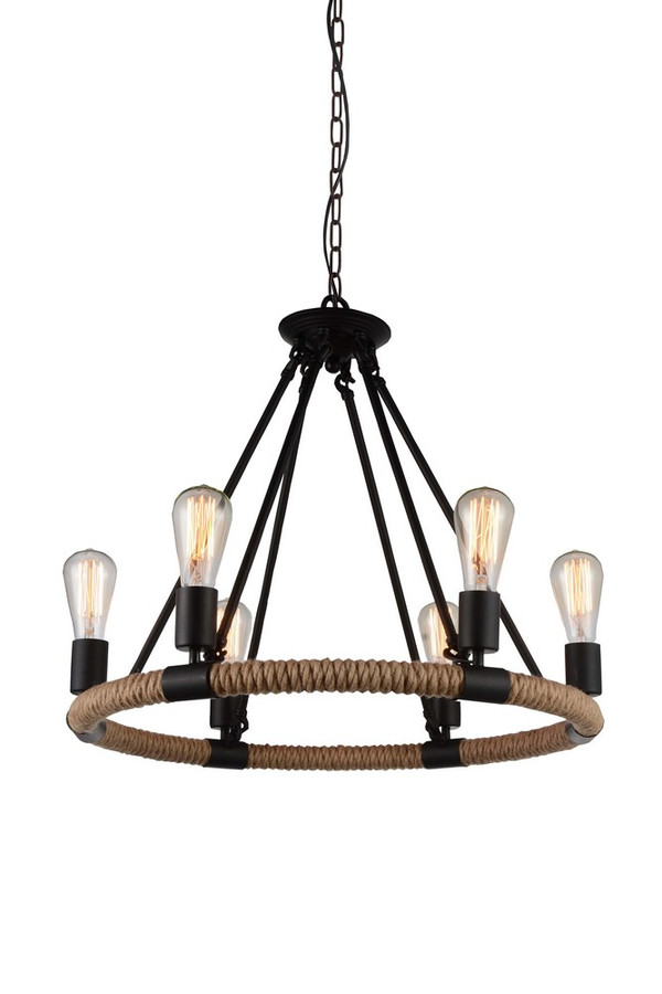 6 Light Up Chandelier with Black finish - 9671P25-6-101