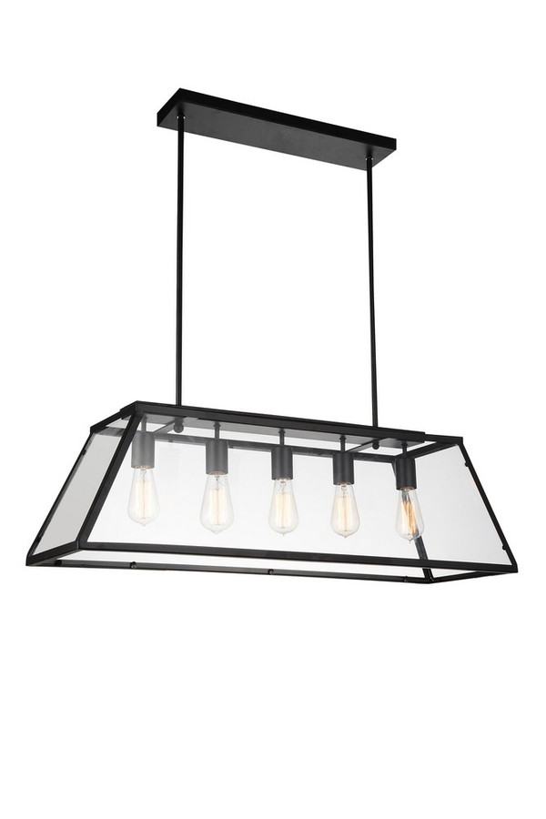 5 Light Down Chandelier with Black finish - 9601P36-5-101