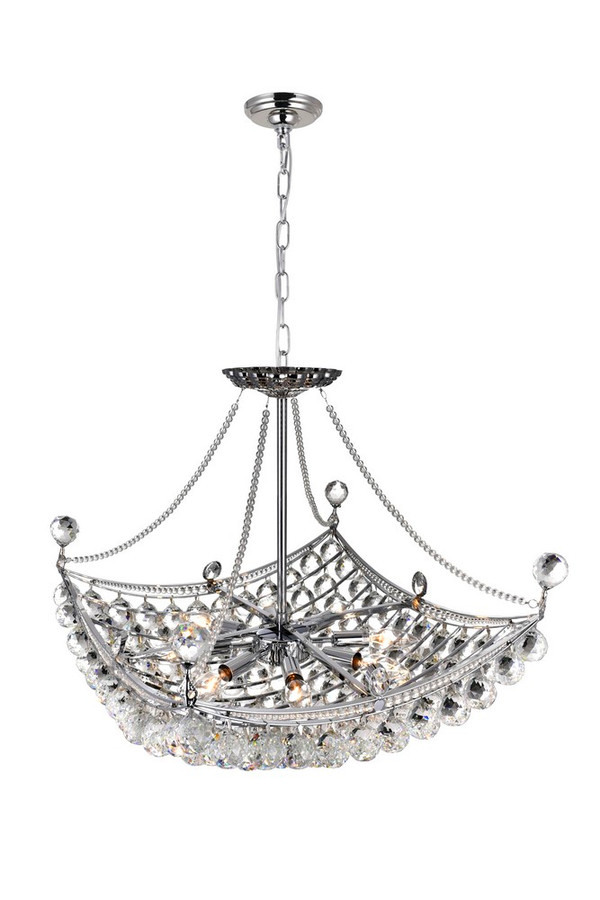 8 Light Down Chandelier with Chrome finish - 8041P20C-S