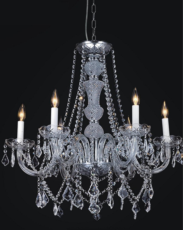6 Light Down Chandelier with Chrome finish - 8023P24C-6