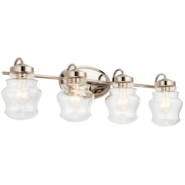 Janiel 33.25 Inch 4 Light Vanity Light with Clear Glass in Polished Nickel - 55040PN