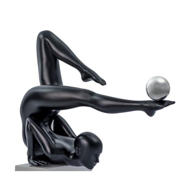 Margaux Doll Sculpture Matte Black and Steel - C01MB