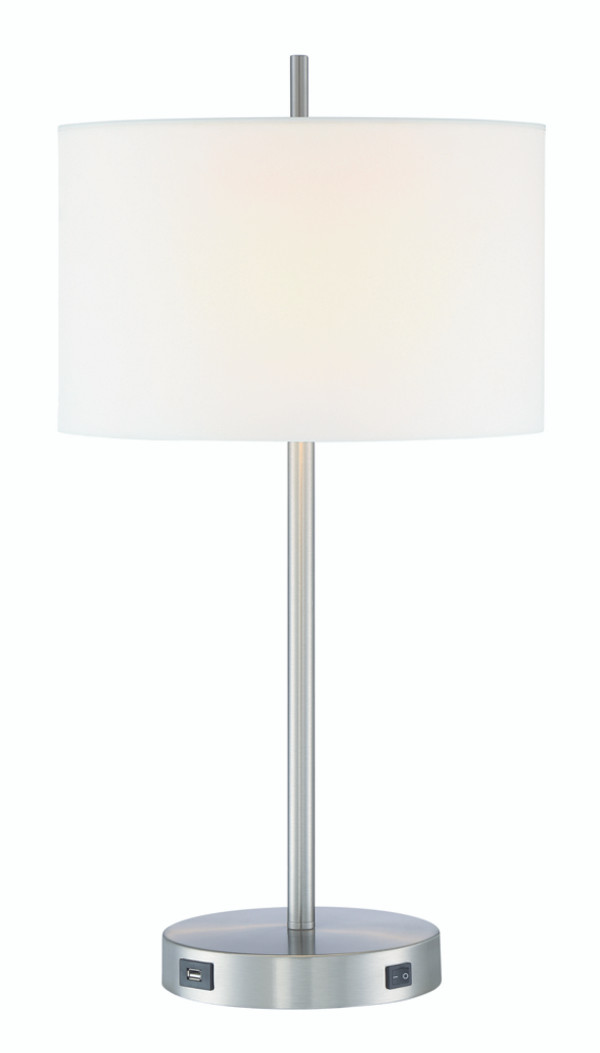 Hotel Table Lamp Satin Nickel Metal and Acrylic - 511100207