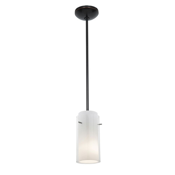 Glass`n Glass Cylinder LED Pendant Clear Opal Oil Rubbed Bronze - 28033-3R-ORB/CLOP