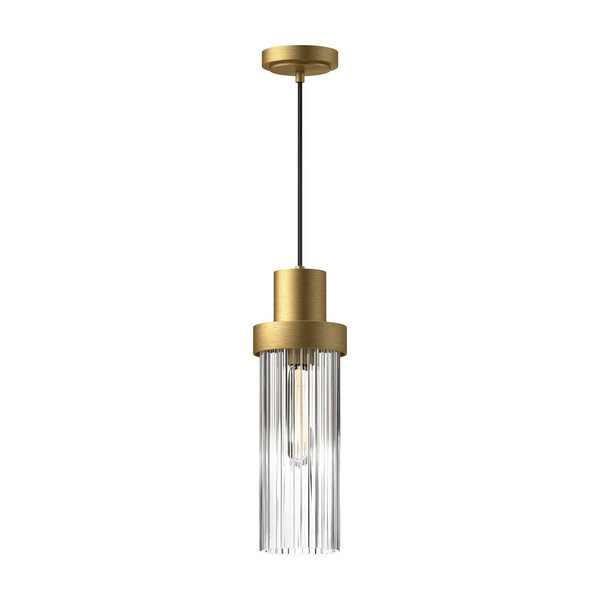 Kent Pendants Brushed Gold | Clear Ribbed Glass - PD435605BGCR