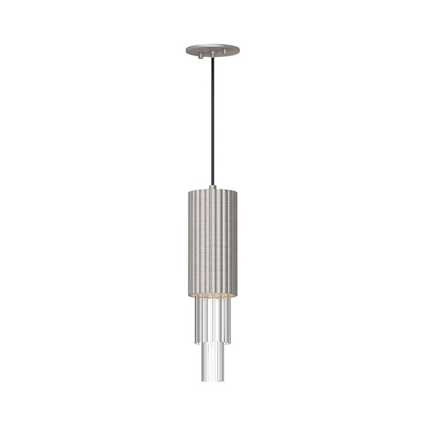 Bordeaux Pendants Brushed Nickel | Clear Ribbed Glass - PD502204BNCR