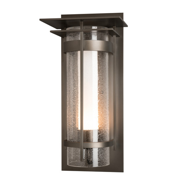 Banded Seeded Glass with Top Plate Large Outdoor Sconce - 305998