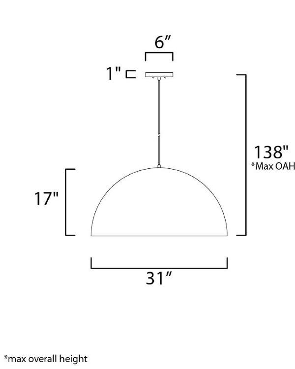 Hemisphere Single Pendant Gloss Black and Aluminum - E24906-GBAL