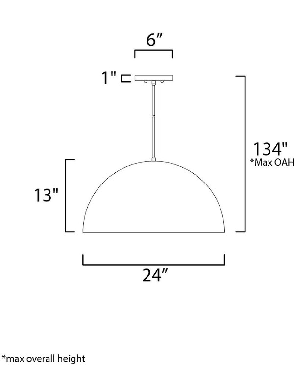 Hemisphere Single Pendant Gloss Black and Aluminum - E24904-GBAL