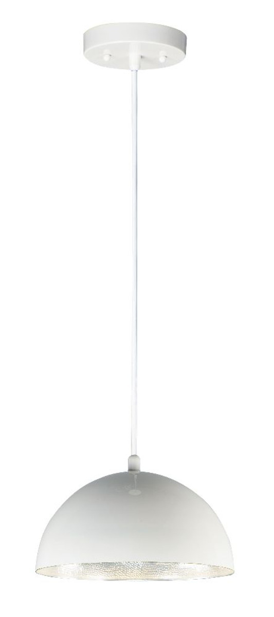 Hemisphere Single Pendant Gloss White and Aluminum - E24902-GWAL