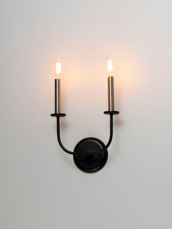Wesley Wall Sconce Black with Satin Nickel - 10322BKSN