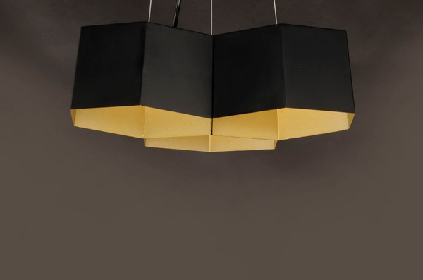 Honeycomb Pendant System Black with Gold - 30334BKGLD