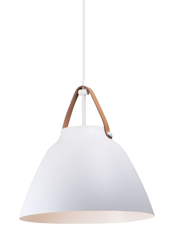 Nordic Single Pendant Tan Leather with White - 11358TNWT