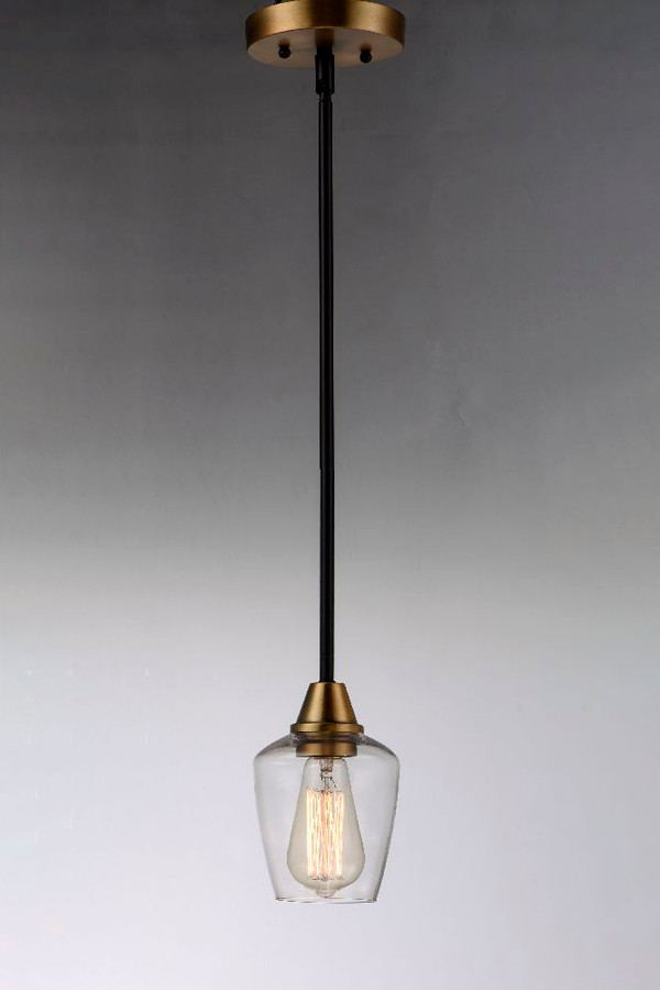 Flambeau Single Pendant Black with Antique Brass - 16114CLBKAB