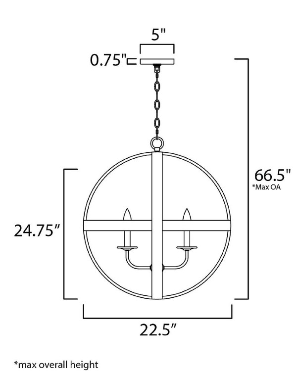 Compass Single Pendant Antique Pecan with Black - 27574APBK