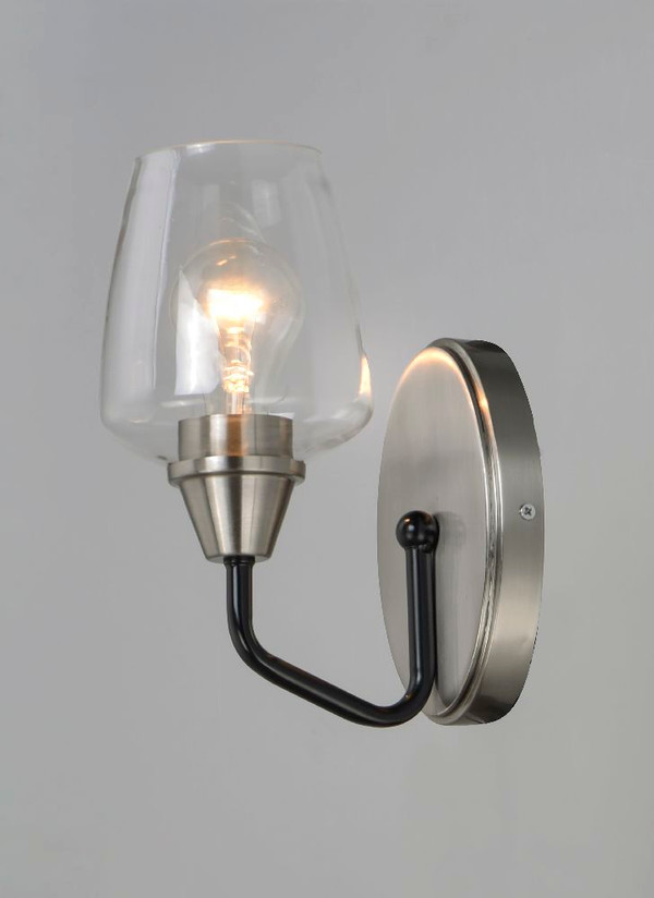 Goblet Wall Sconce Black with Satin Nickel - 26121CLBKSN