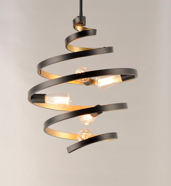 Twister Multi Light Pendant Black with Gold - 12236BKGLD