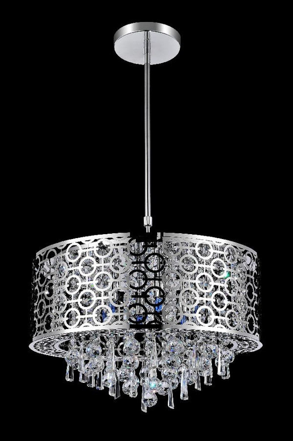 8 Light Drum Shade Chandelier with Chrome finish - 5430P23ST-R