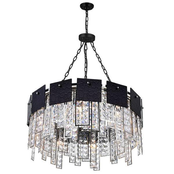 8 Light Down Chandelier with Polished Nickel Finish - 1099P24-8-613