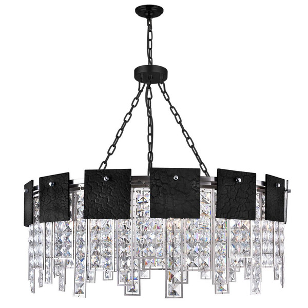 8 Light Down Chandelier with Polished Nickel Finish - 1099P24-8-613