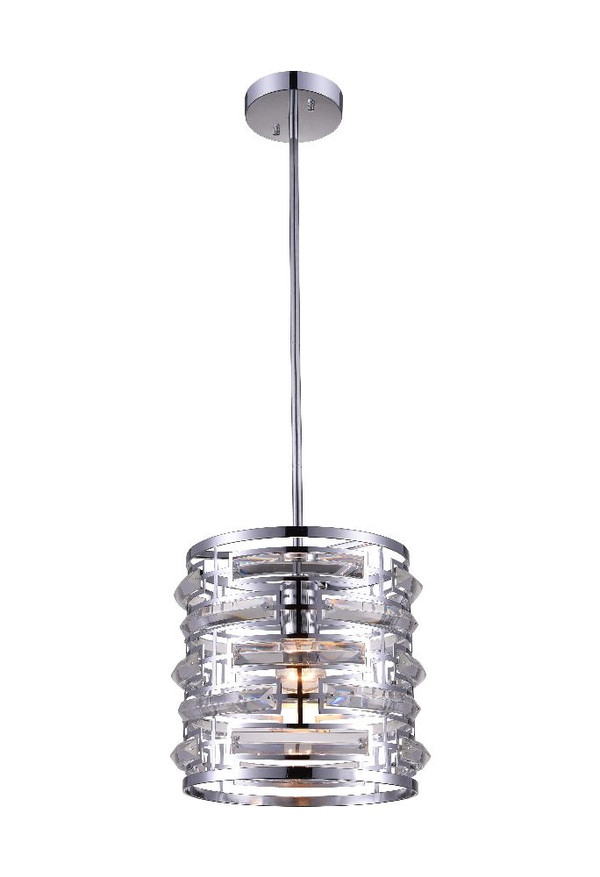 1 Light Drum Shade Mini Chandelier with Chrome finish - 9975P10-1-601