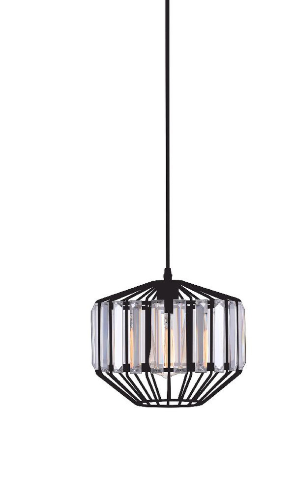 1 Light Down Pendant with Black finish - 9942P10-1-101-A