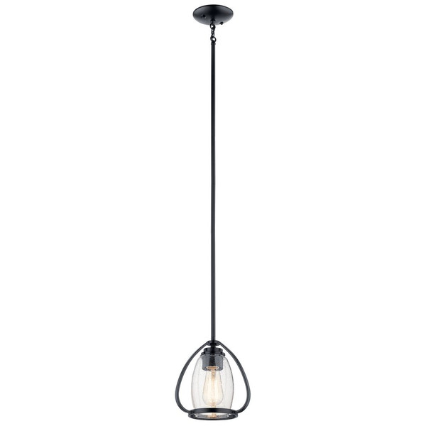Tuscany 8.75 Inch 1 Light Mini Pendant with Clear Seeded Glass in Black - 44058BK