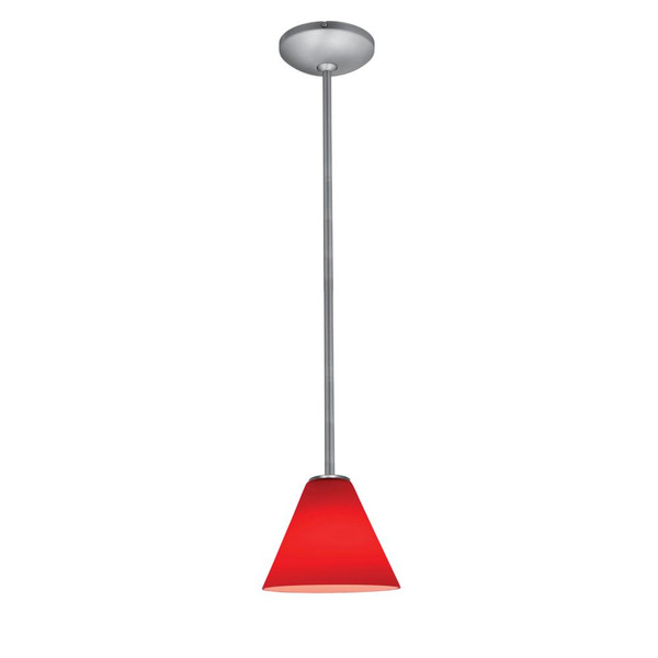 Martini Pendant Red Brushed Steel - 28004-1R-BS/RED