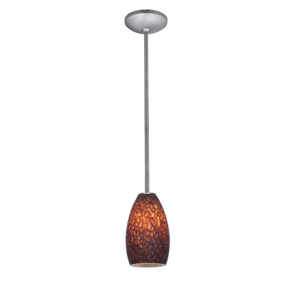 Champagne LED Pendant Brown Stone Brushed Steel - 28012-4R-BS/BRST