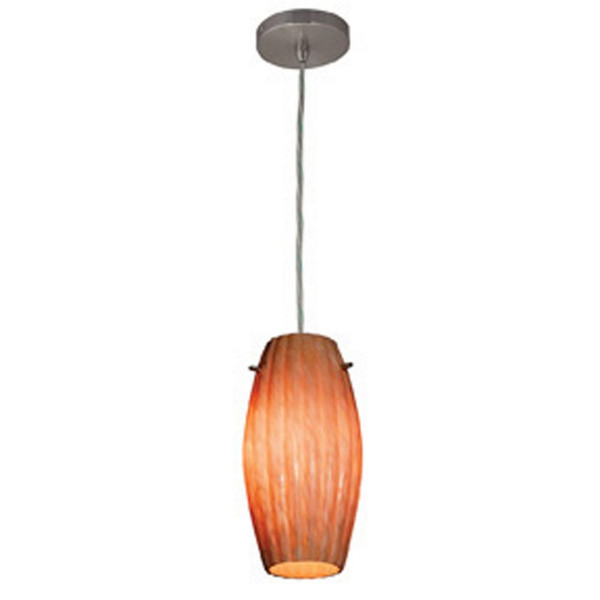 Shava Fleur Cylinder Pendant Amber Marble Brushed Steel - 28376-BS/AMM