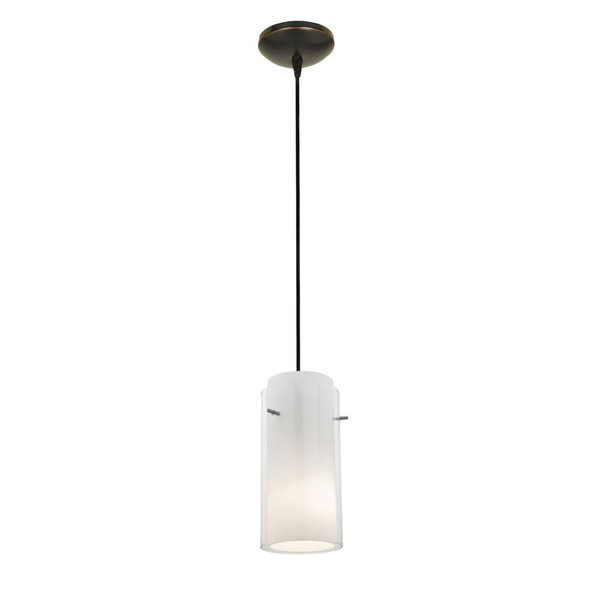 Glass`n Glass Cylinder LED Pendant Clear Opal Oil Rubbed Bronze - 28033-3C-ORB/CLOP