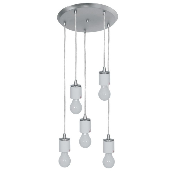 Circ 5 Light Cluster Pendant Assembly  Brushed Steel - 52232FC-BS