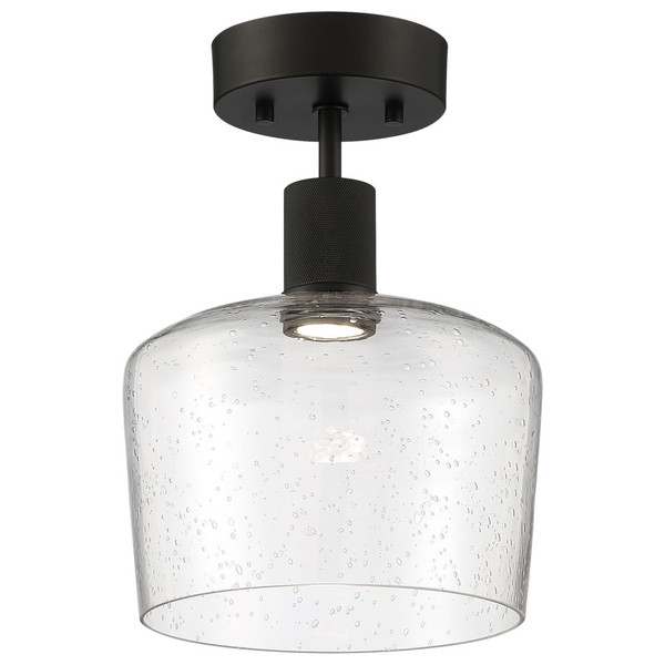 Port Nine Chardonnay LED Semi-Flush Seeded Glass Matte Black - 63147LEDD-MBL/SDG