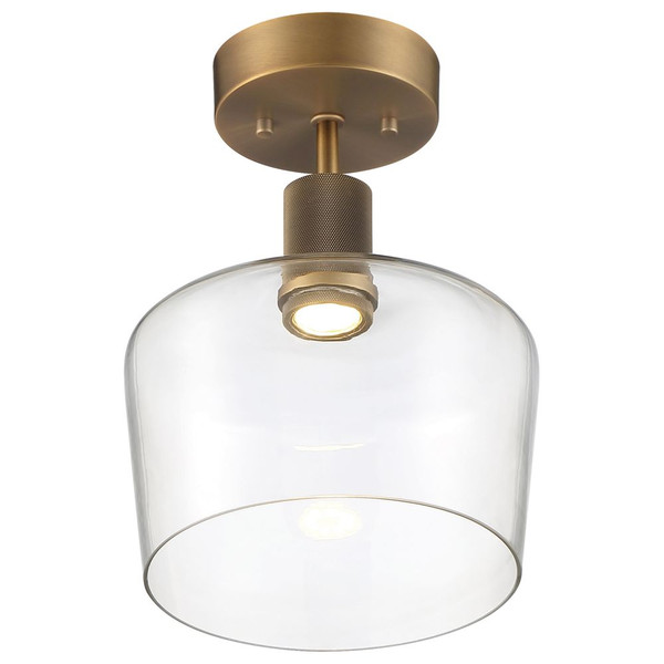 Port Nine Chardonnay LED Semi-Flush Clear Antique Brushed Brass - 63147LEDD-ABB/CLR